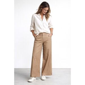 Kim Schalk Women's Wide Leg Palazzo Pants Cotton Blend Lagenlook Casual